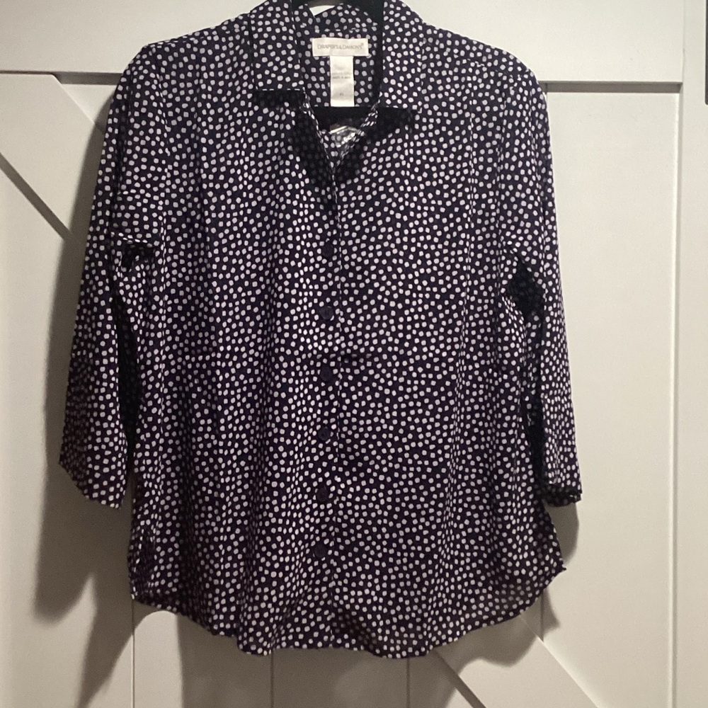 Polka Dot Women's Blouse - Black and White